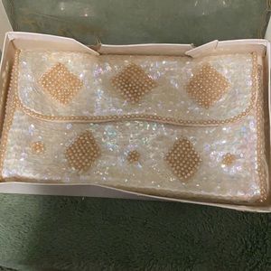 Vintage La Regala pearl and sequin clutch
